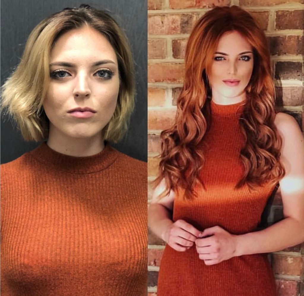 Client before and after: length and color transformation